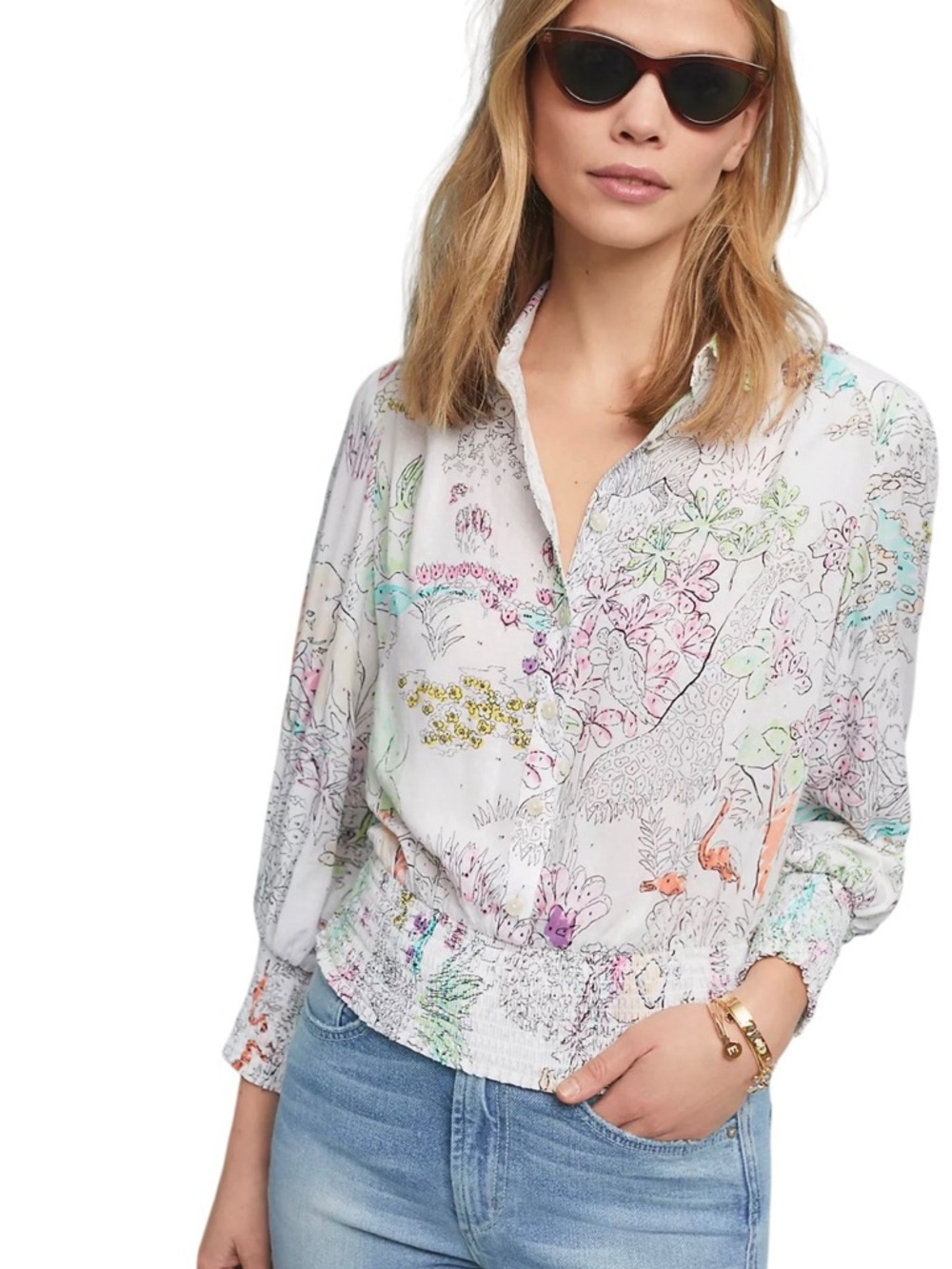 Maeve | Anthropologie | Rosa Watercolor Blouse Sz M
